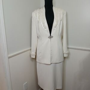 Ashro Women's Ivory Mother Of The Bride Wedding Formal Church Skirt‎ Suit Size 8